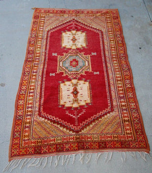 1960s Moroccan Vintage Hand-Woven Berber Rug