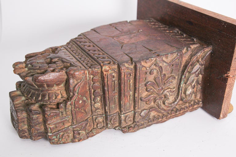 Wall Bracket Architectural Carved Wood Fragment from India