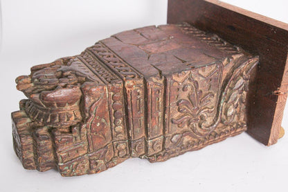 Wall Bracket Architectural Carved Wood Fragment from India
