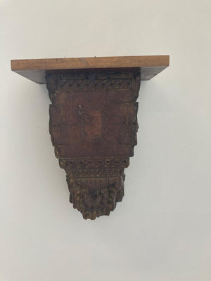 Wall Bracket Architectural Carved Wood Fragment from India