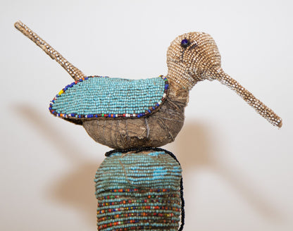 Yoruba Nigeria African Royal Beaded Headdress Crown on Lucite Stand