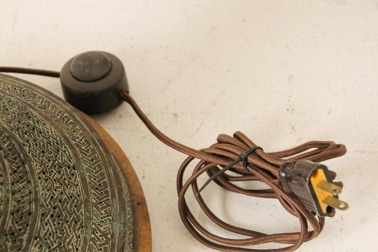 Antique Middle Eastern Oriental Brass Islamic Mughal Floor Lamp 19th C