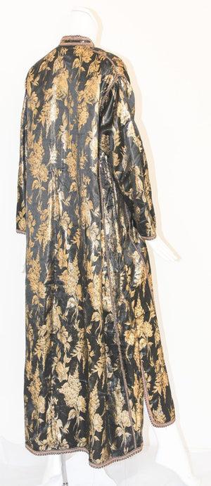 Vintage Moroccan Caftan, Black and Gold Embroidered, ca. 1960s