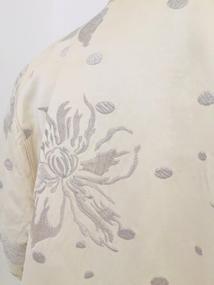 1960's Vintage Moroccan Caftan with Silver Metallic Floral Silk Brocade