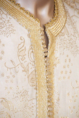 Moroccan Vintage Kaftan Gentleman Silver and Gold Caftan, circa 1970