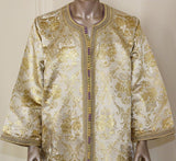 Moroccan Vintage Kaftan Gentleman Damask Gold Caftan, circa 1970