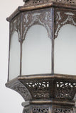 Moroccan Moorish Hanging Metal Lantern with Milky Glass