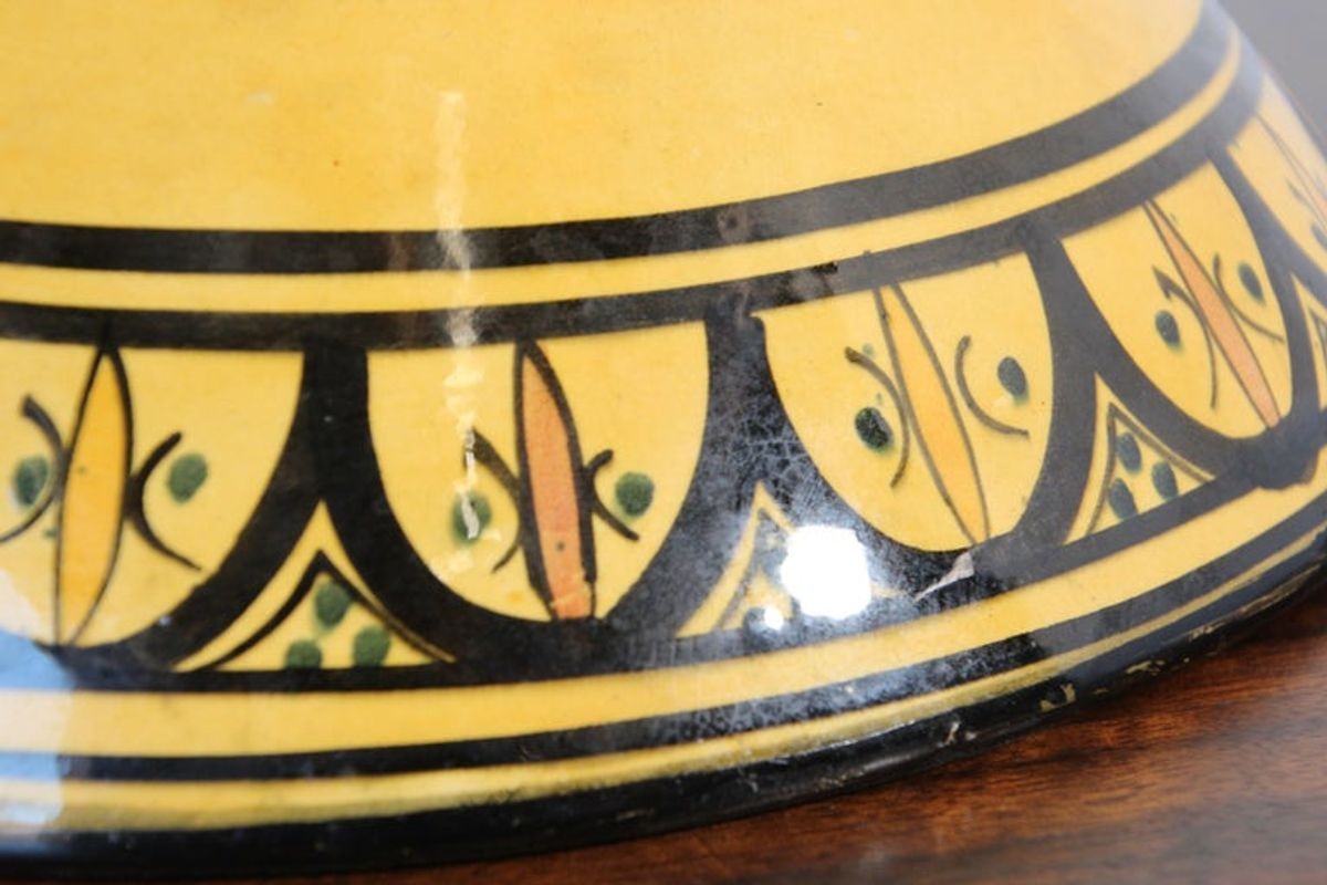 Vintage Moroccan Handcrafted Ceramic Yellow Bowl