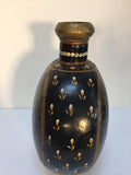 Metal Mughal Style Black Hand-Painted Water Jug Vase Rajasthan India