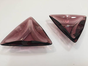 Vintage Moroccan Hazel Atlas Amethyst Triangle Pair of Ashtrays