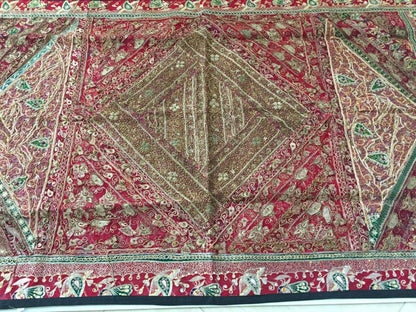 Large Rajasthani Metallic-Thread Embroidered Silk Textile, Circa 1950