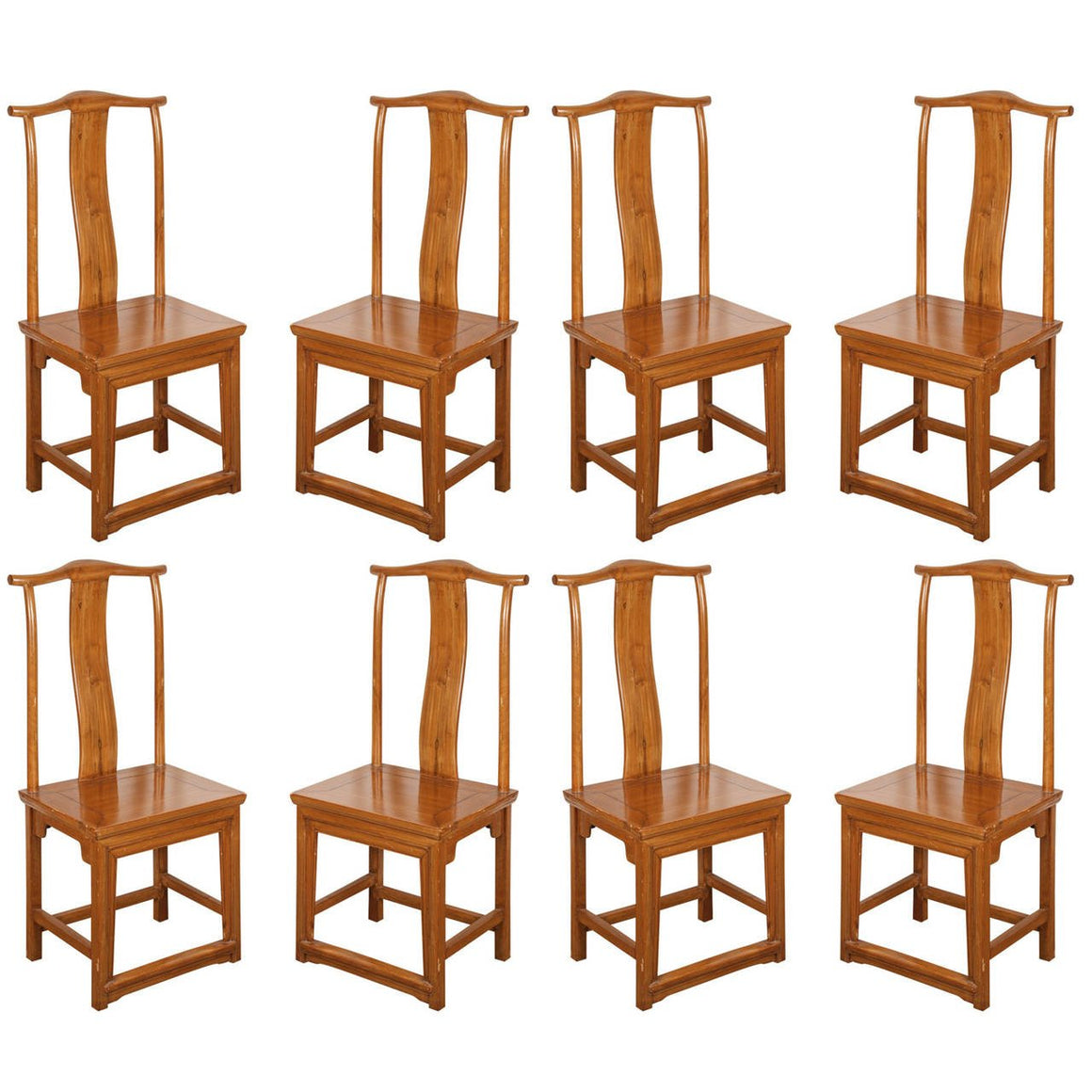 Set of Eight Chinese Dining Room Chairs in Ming Style