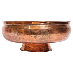 19th Century Mughal Indo Persian Footed Tinned Copper Bowl