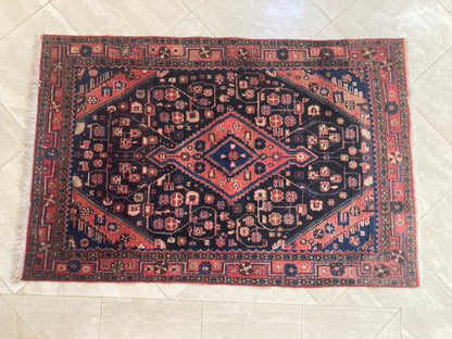 Antique Hand-Knotted Turkish Rug, Wool Floral Design, 1940