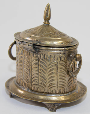 Antique Moroccan Silver Plated Tea Caddy Footed Candy Box