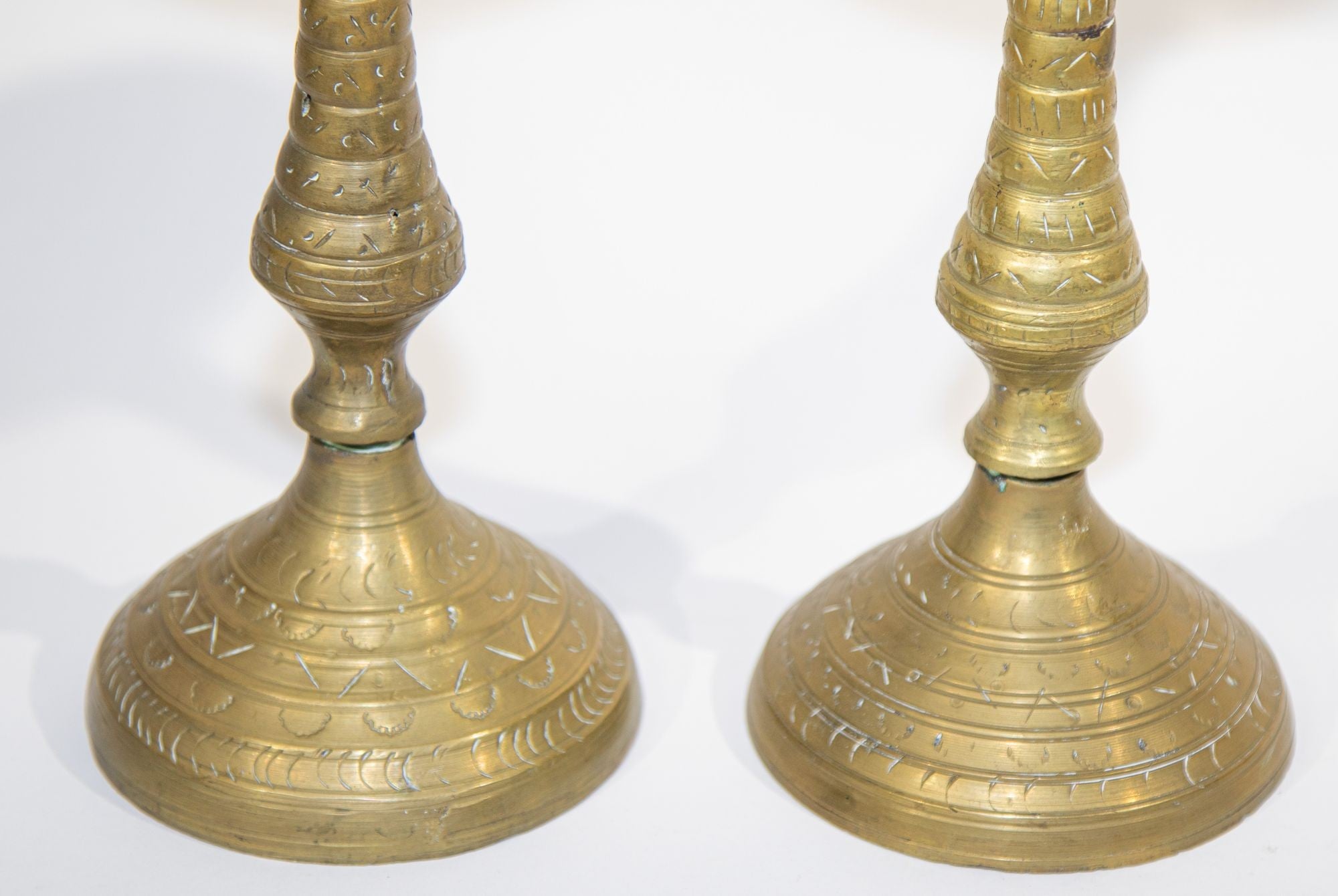 Solid Brass Vintage Moroccan Candle Holder a Pair 1950's
