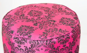 Post Modern Upholstered Moroccan Art Deco Style Pouf in Hot Fuchsia Color