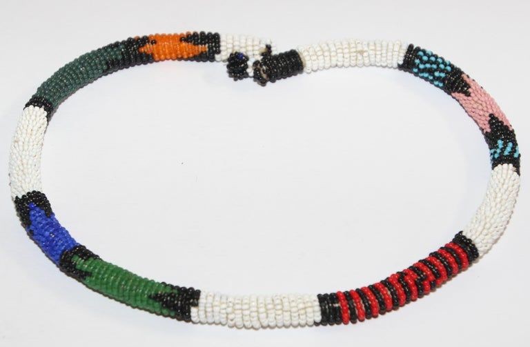 African Urembo Beaded Vintage Necklace Choker by the Maasai Tribe Kenya – view 2