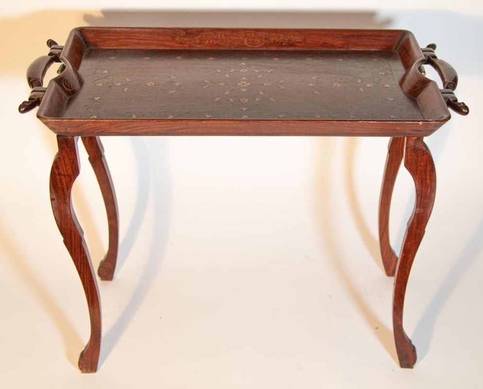 Vintage Anglo-Indian Inlaid Tray Table