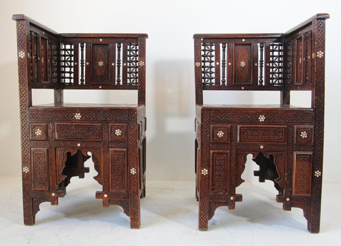 19th Century Middle Eastern Egyptian Moorish Corner Chairs
