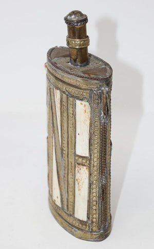 Moroccan Berber Tuareg Metal Tribal Flask Overlay