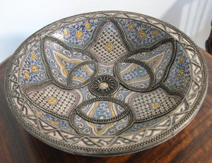 Decorative Moroccan Moorish Handcrafted Ceramic Bowl Dish from Fez