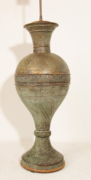 Antique 19th Century Middle Eastern Oriental Brass Mughal Floor Lamp