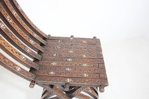 Moorish 19th Century Folding Chair Inlaid