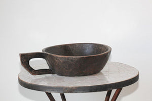 Hand-Carved African Ethiopian Wooden Bowl with Handle