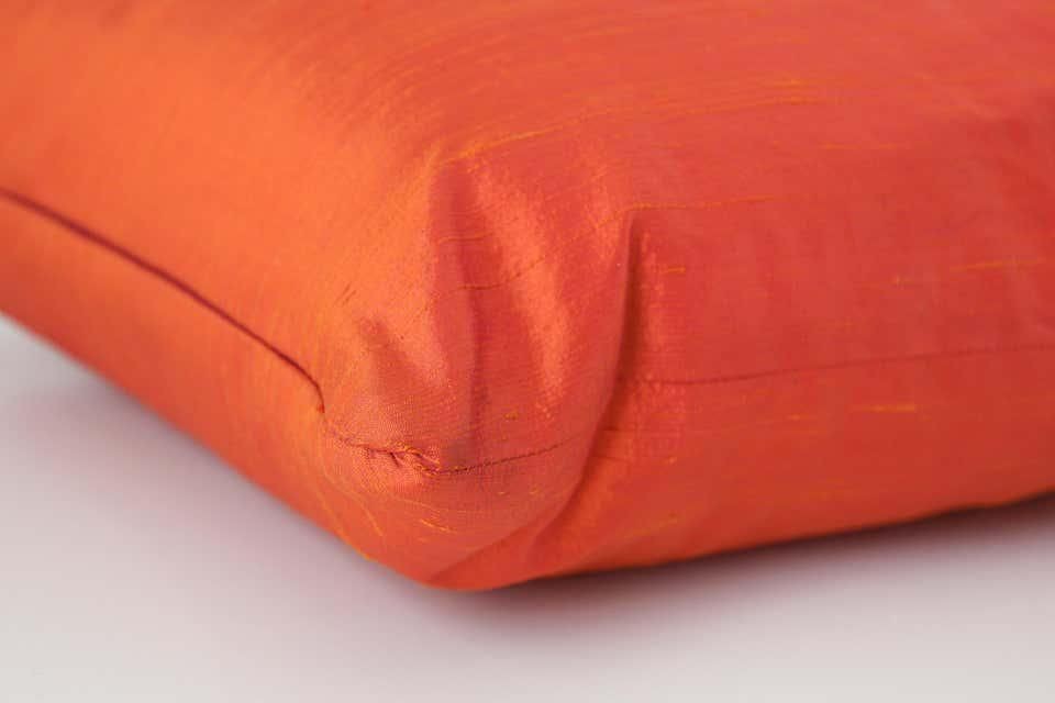Decorative Burnt Orange Raw Silk Throw Pillow