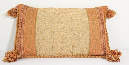Moorish Style Decorative Throw Pillow by John Richard, Gold Silk, 1980