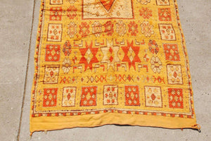 1960s Moroccan Vintage Ethnic Orange Organic Wool Rug Africa