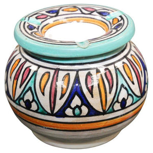 Moroccan Hand Painted Vintage Ceramic Astray from Fez