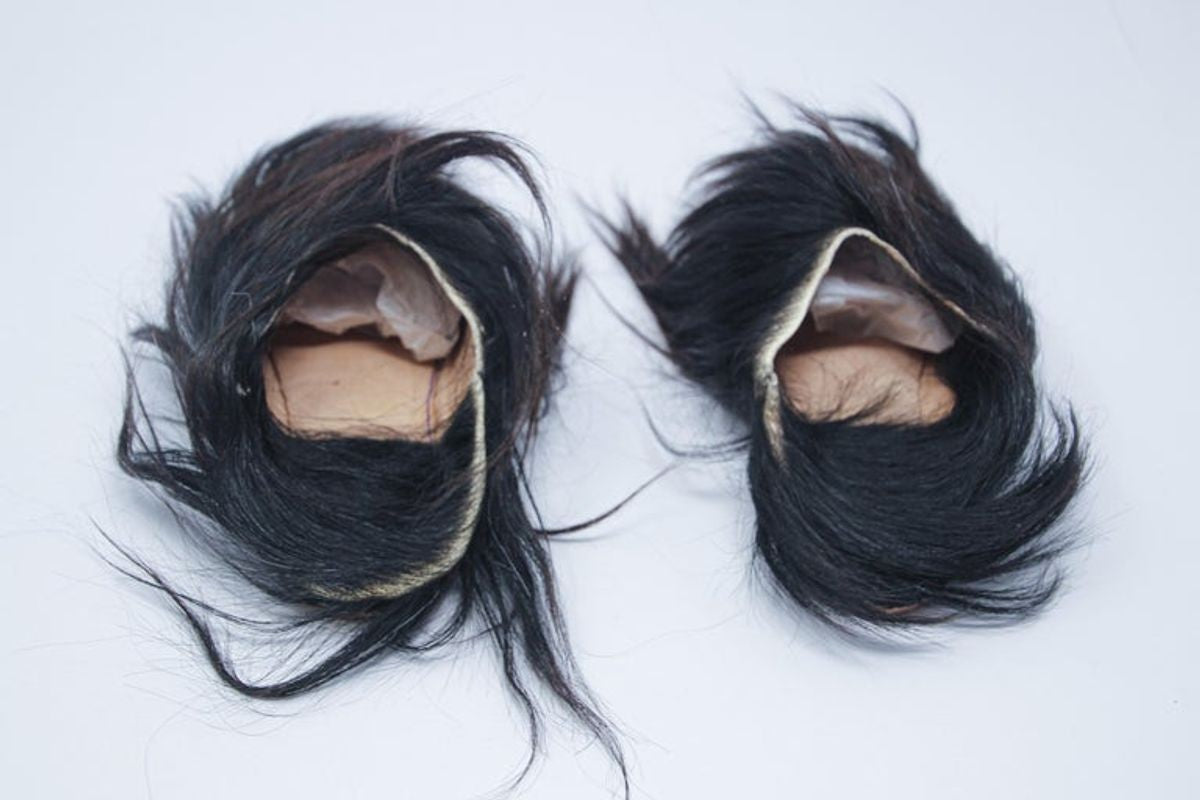 Moroccan Black Goat Hair Slippers E mosaik
