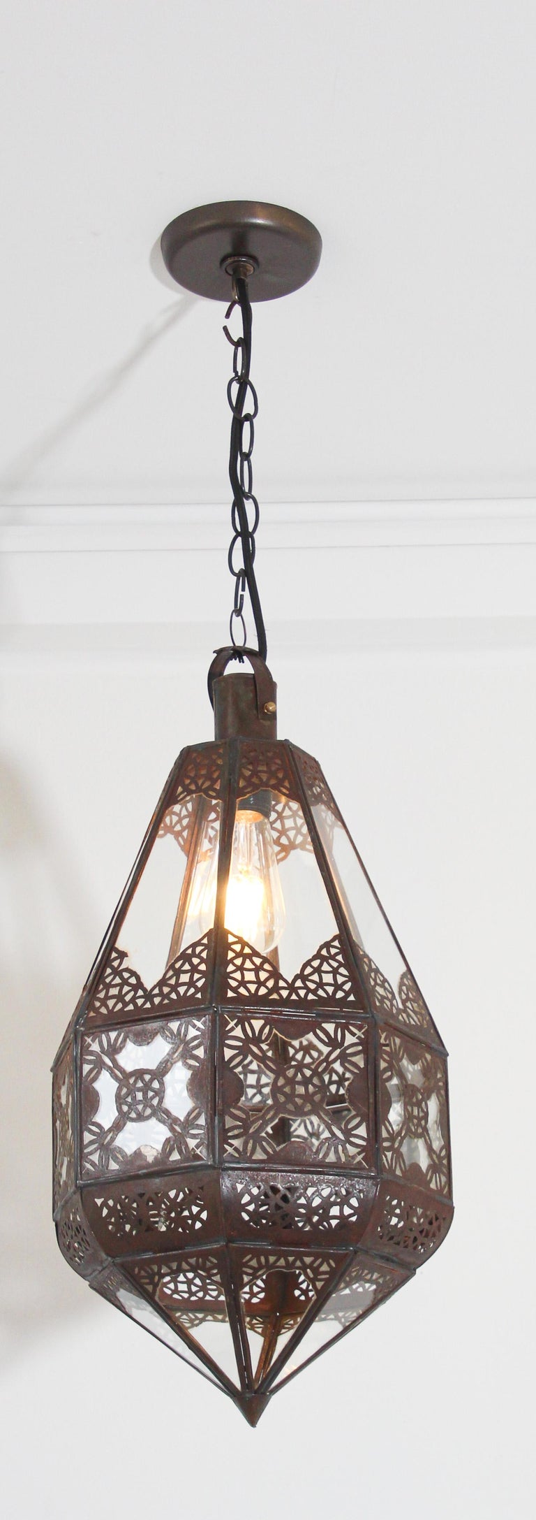 Moroccan Moorish Metal and Glass Lantern