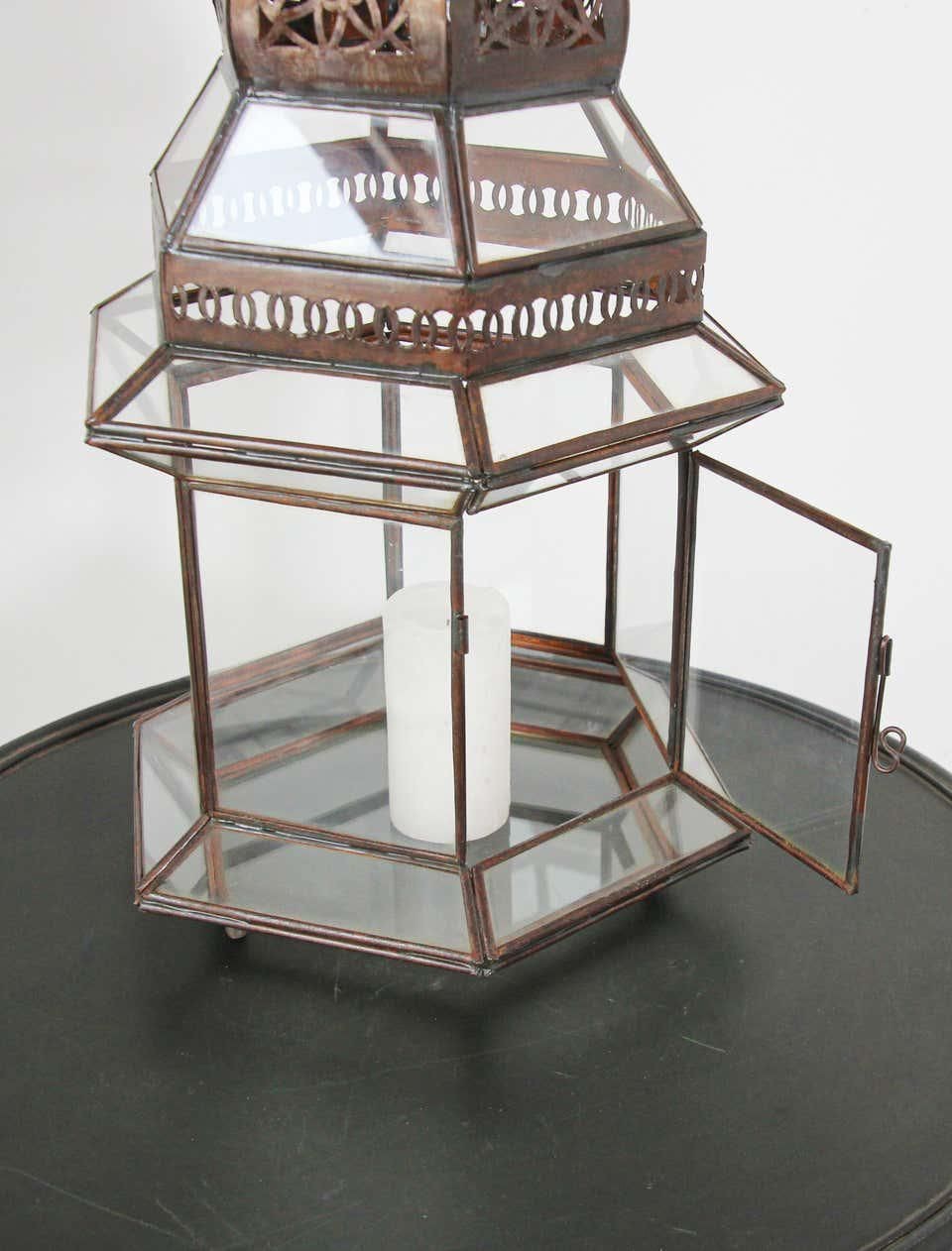 Handcrafted Large Moroccan Clear Glass Candle Lantern