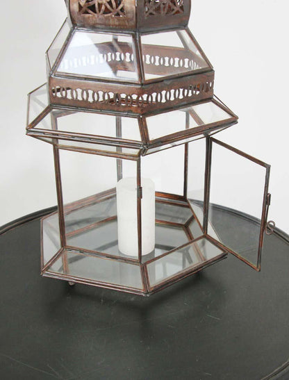 Handcrafted Large Moroccan Clear Glass Candle Lantern