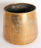 Hand Etched Egyptian Brass Vessel Jardiniere, 19th Century