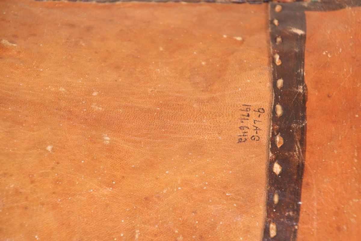 African Tuareg Hand-Tooled Leather Pillow with Fringes