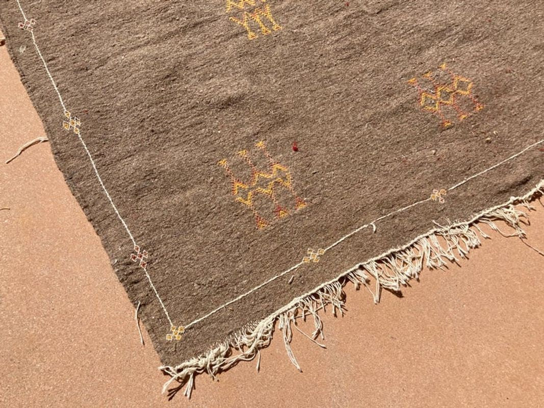 Moroccan Vintage Flat-Weave Brown Rug