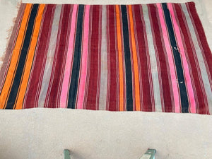 Moroccan Vintage Flat-Weave Stripe Kilim Rug