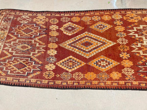 1960s Moroccan Vintage Hand-woven Boujad Tribal Area Rug