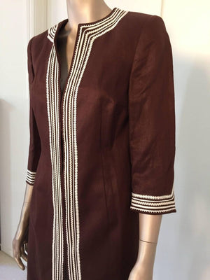Escada Linen Chocolate Brown Caftan Dress Coat