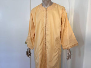 Moroccan Vintage Kaftan Gentleman Yellow Gold Caftan, circa 1970