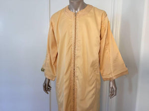 Moroccan Vintage Kaftan Gentleman Yellow Gold Caftan, circa 1970