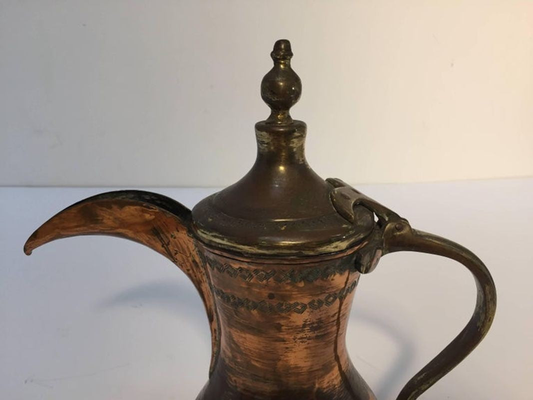 Middle Eastern Antique Dallah Arabic Copper Coffee Pot