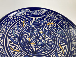 Moroccan Ceramic Blue Plate, Fez 1920's
