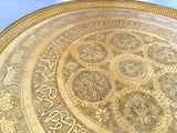 Moorish Mughal Indian Handcrafted Decorative Hammered Brass Tray