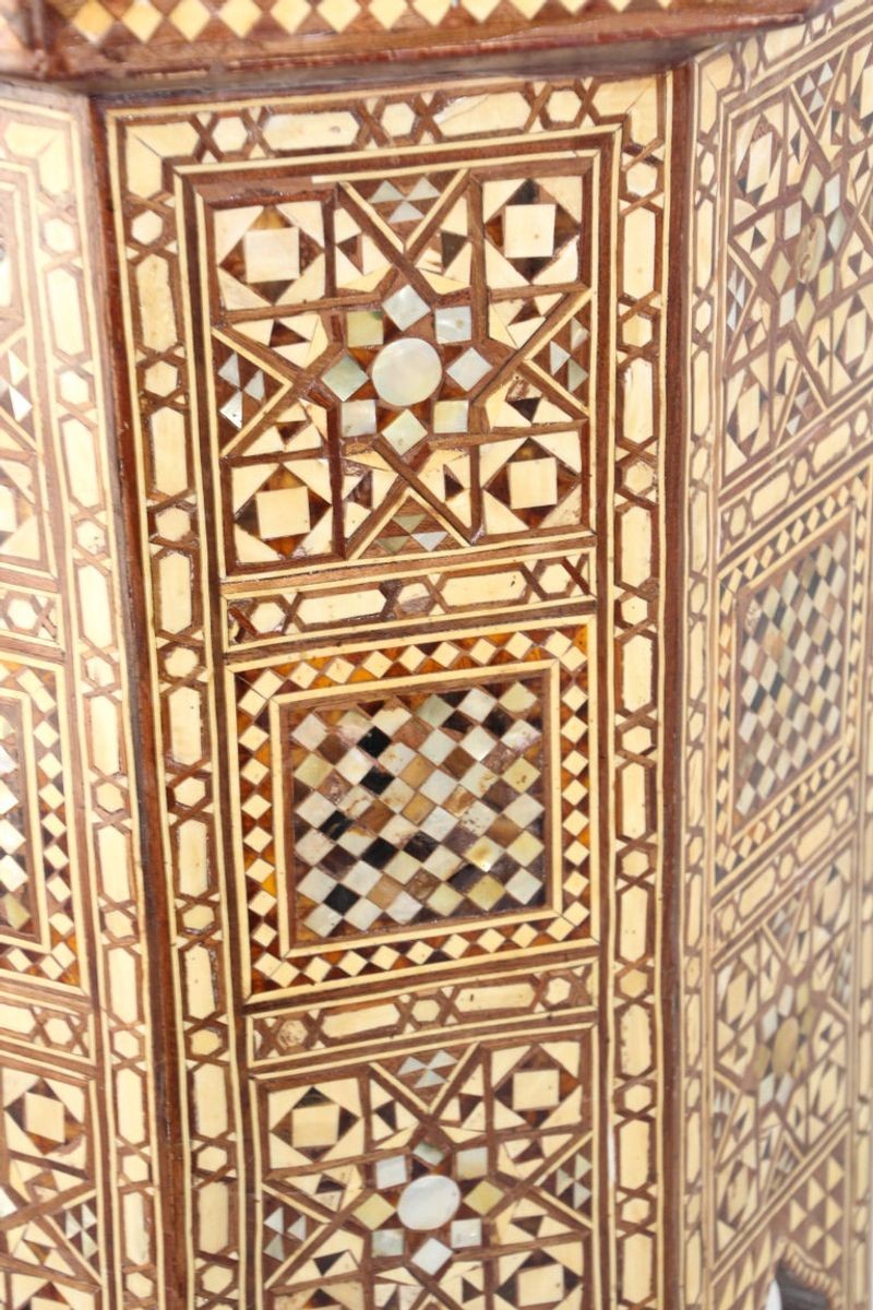 Moorish Handcrafted Octagonal Pedestal Table Inlaid with Moorish Handcrafted Octagonal Pedestal Table Inlaid with