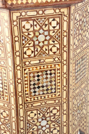 Moorish Handcrafted Octagonal Pedestal Table Inlaid with Mosaic Marquetry